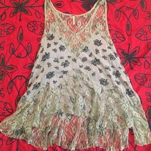 Free People floral and lace tank dreamy M